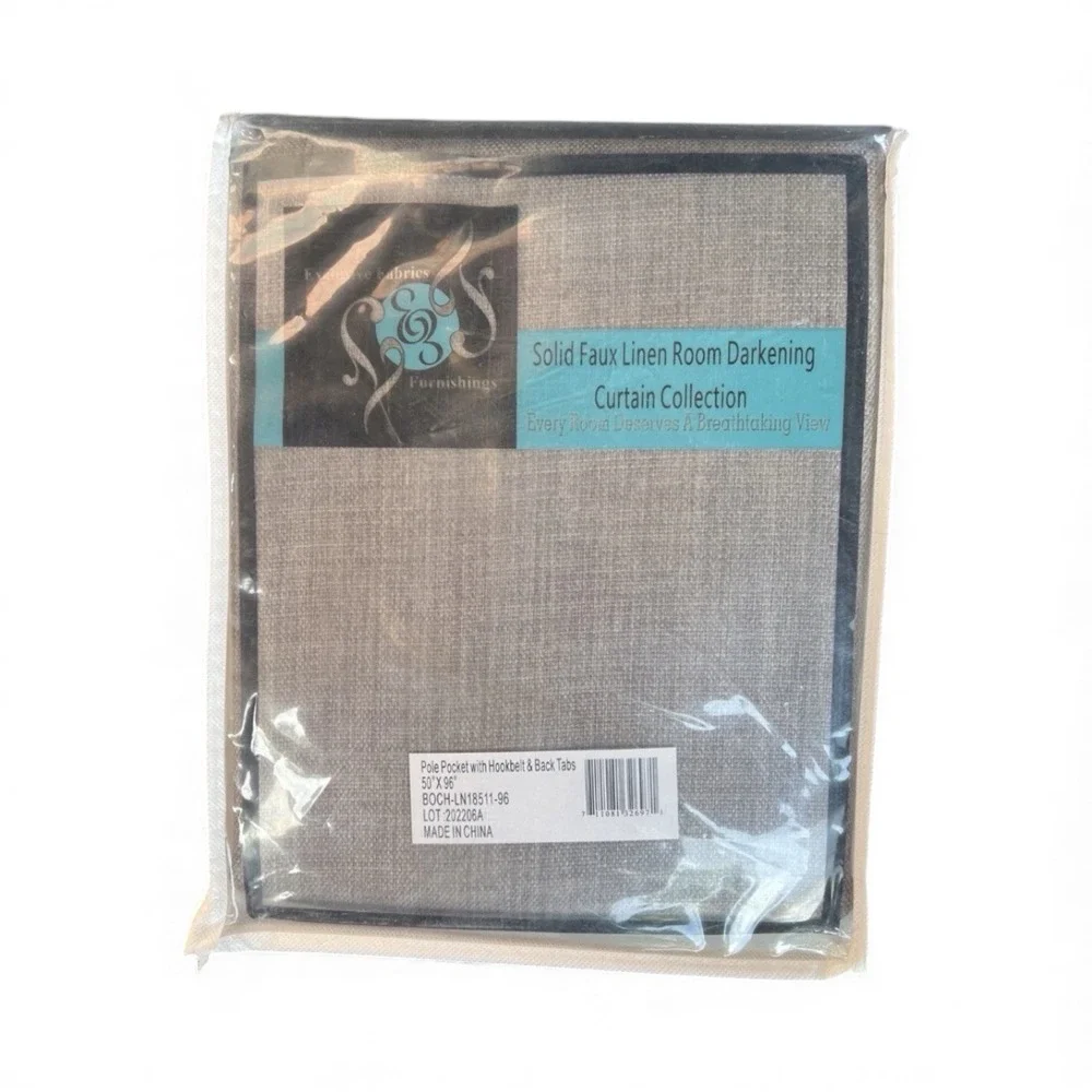 Exclusive Fabric & Furnishings Solid Faux Linen Blackout Window Curtain- 50